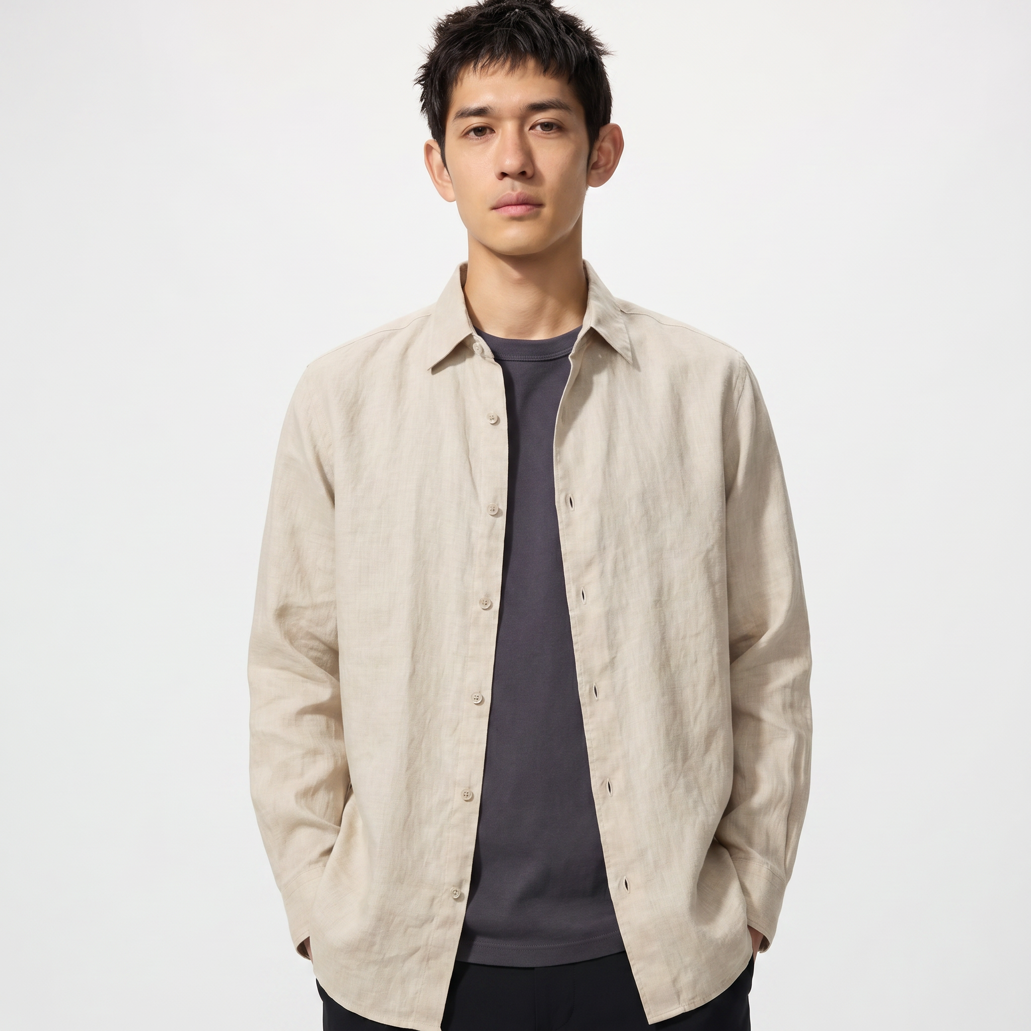 Elegant Linen Blouse in Beige