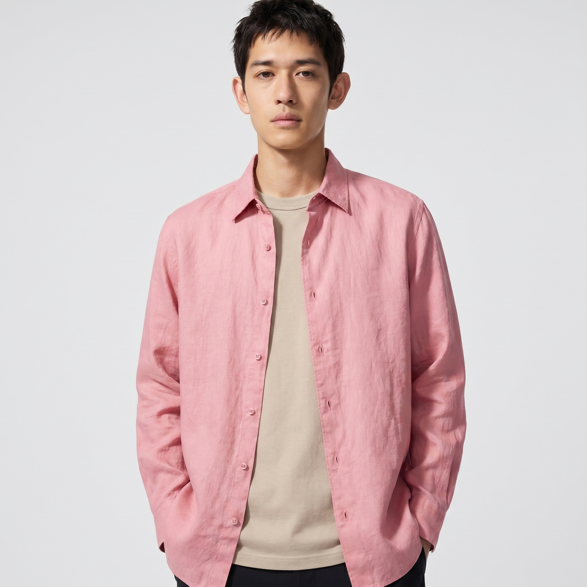 Elegant Linen Blouse in Pink