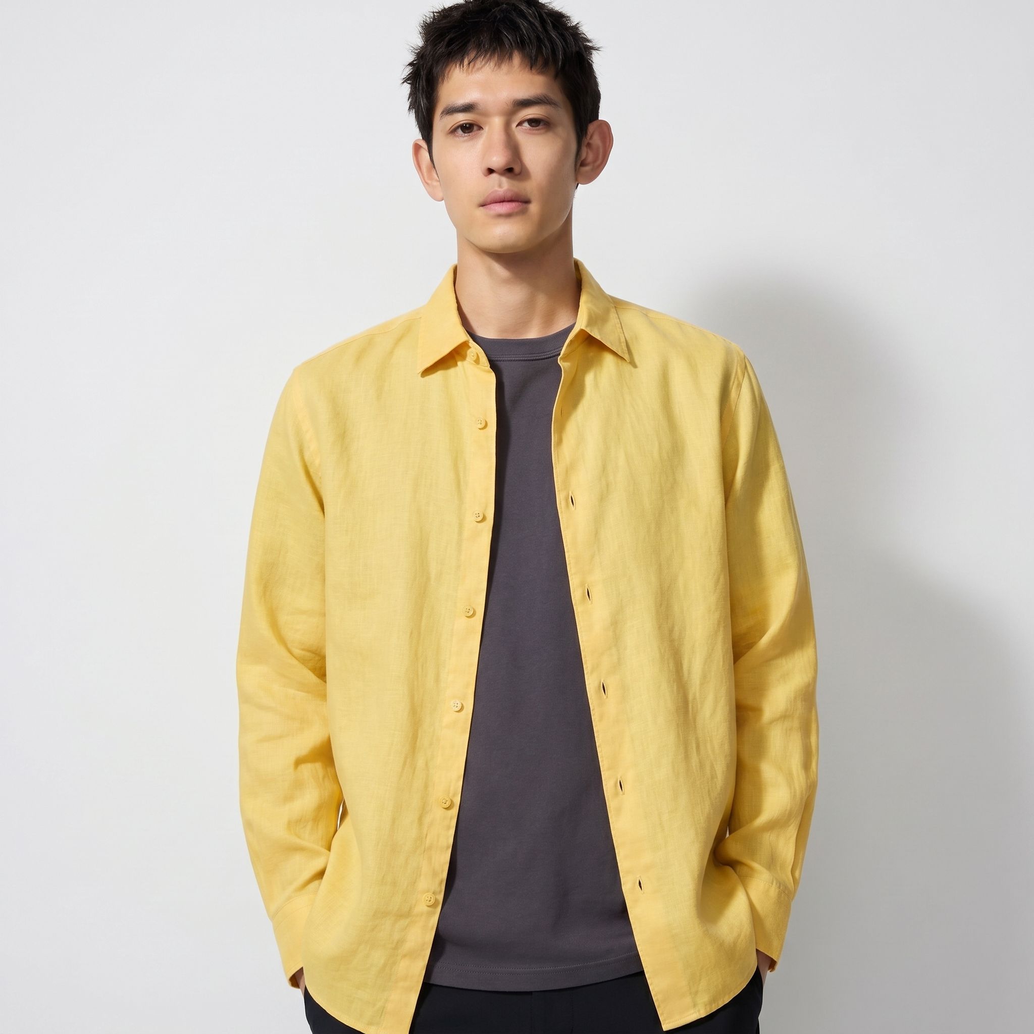 Elegant Linen Blouse in Yellow