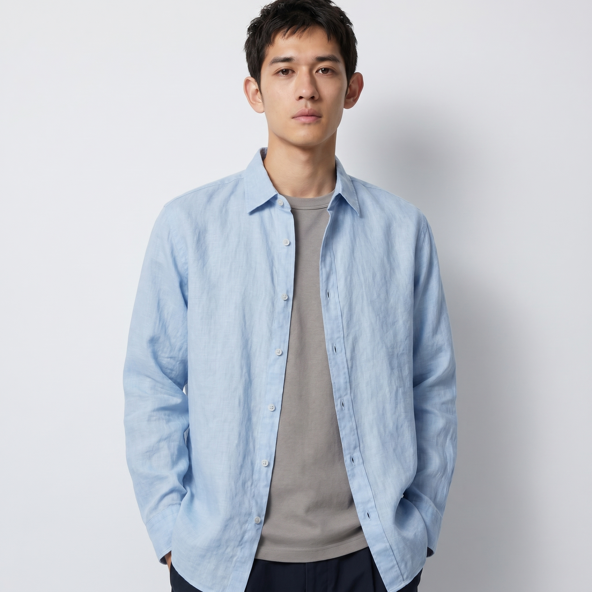 Elegant Linen Blouse in Blue