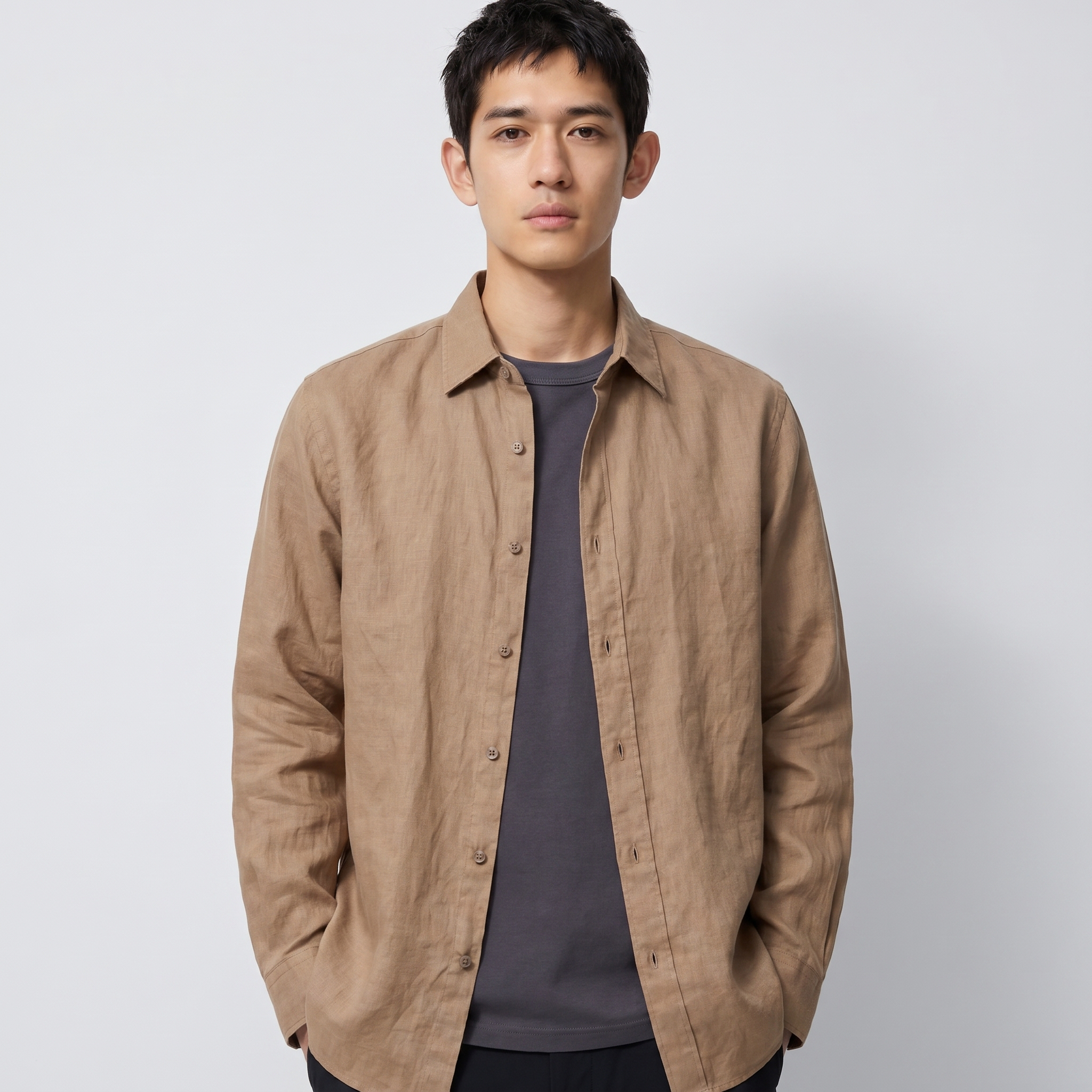 Elegant Linen Blouse in Brown